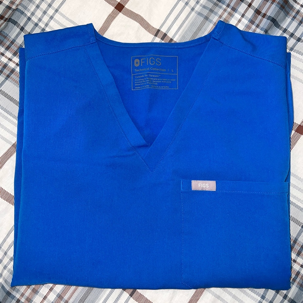 Figs Women's Royal Blue V-Neck Top